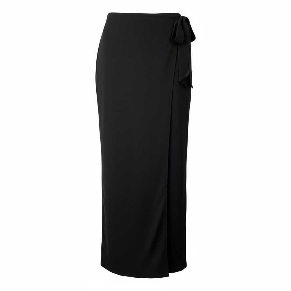 Halara Black High Waisted Side Tie Wrap 2-in-1 Maxi Skirt Wide Leg Pants Size S